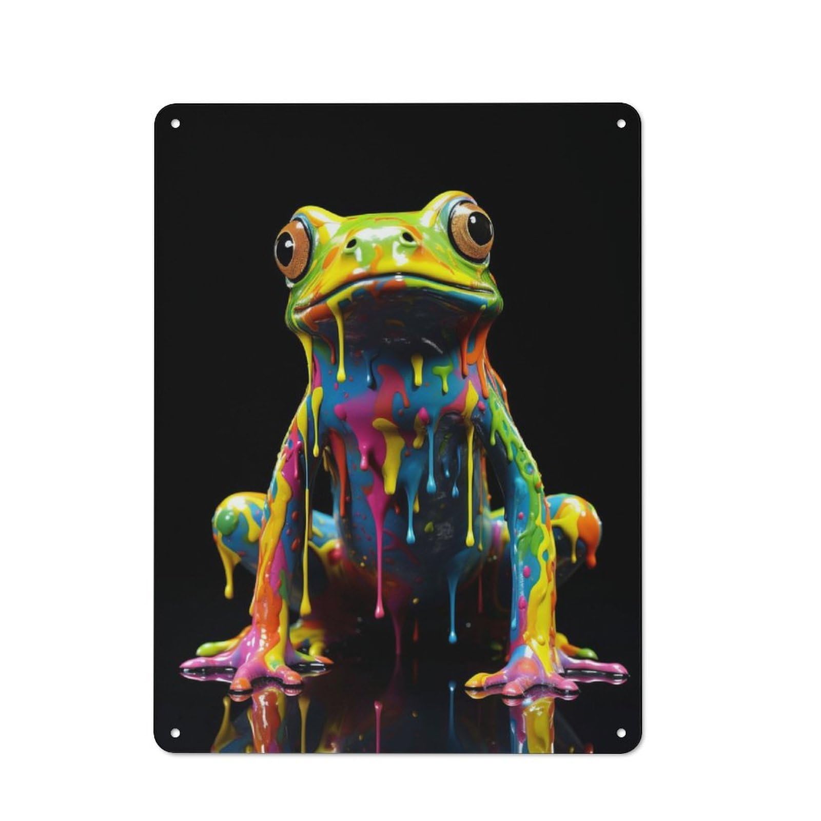 Junmoney Rainbow Frog 40X30cm Retro Metal Sign With For Café Or Restaurant, For Collectors Decorating Cafés And Restaurants