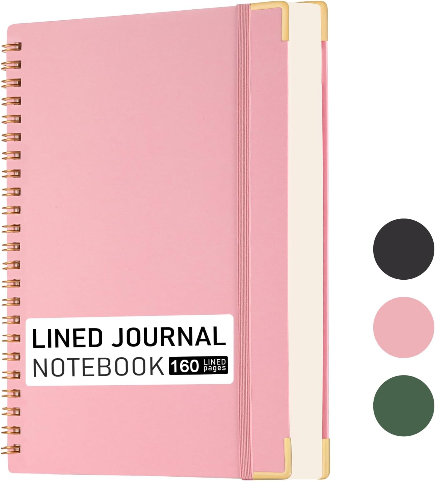 Fetinar A5 Lined Spiral Journal Notebook,160 Pages,A5 Hardcover Spiral Journals for Women Men,100 GSM Paper College Ruled Notebooks for Work & Note Taking, Journals for Writing Pink