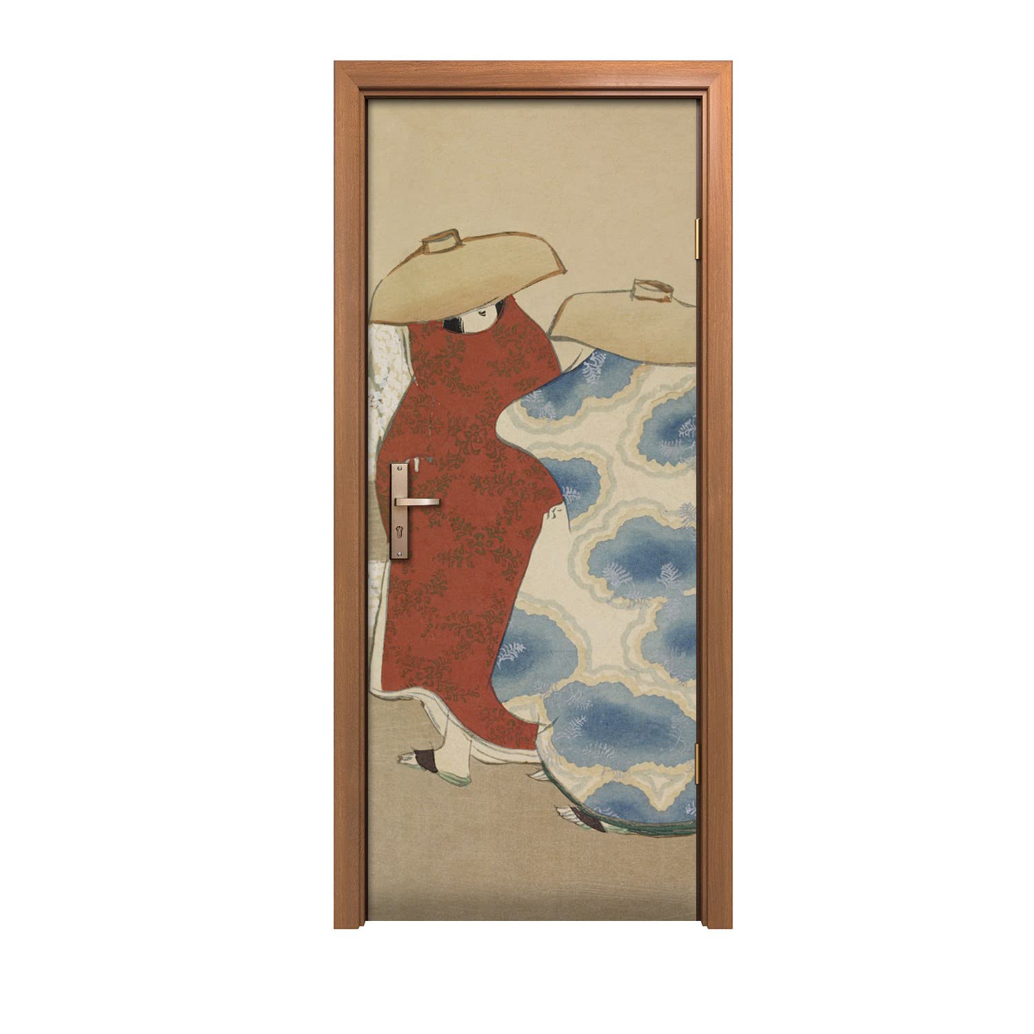 Autocollant de porte Des arbres Coloray 80x200cm pour décoration murale de couloir et salon