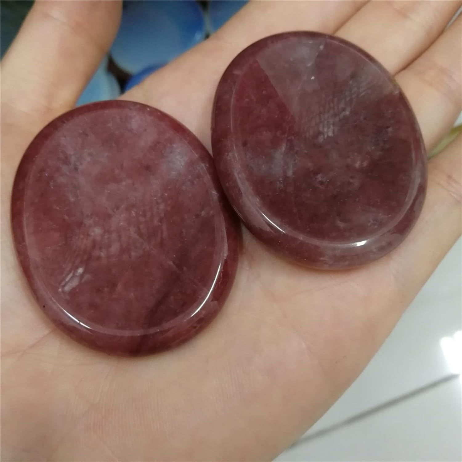 AAKOMA 1pc Thumb Worry Stone Ornaments Crystal Natural Polished Stone Used to Release Pressure Handmade Artware Gifts