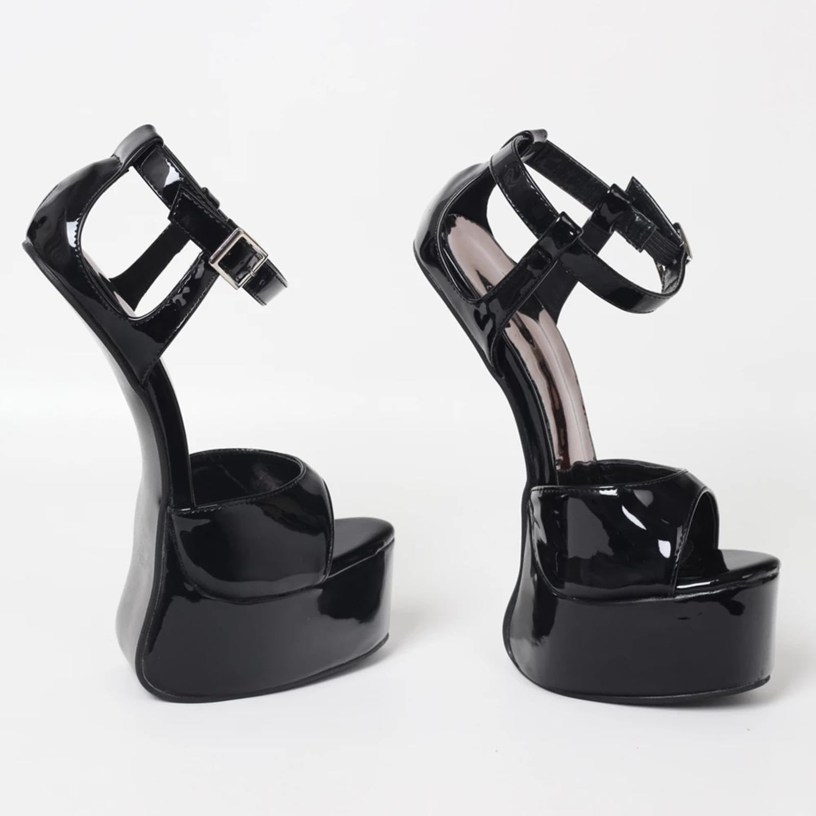 tacchi donna Sandali con Tacco Alto 22cm Scarpe da Ballo con Plateau Ultra Alto,Black-40