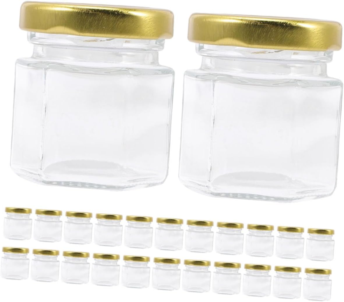 24pcs Sealed Honey Jars Lids Hexagon Food Storage Containers for Jam Honey and Preserves Reusable Pots for Kitchen Organization and