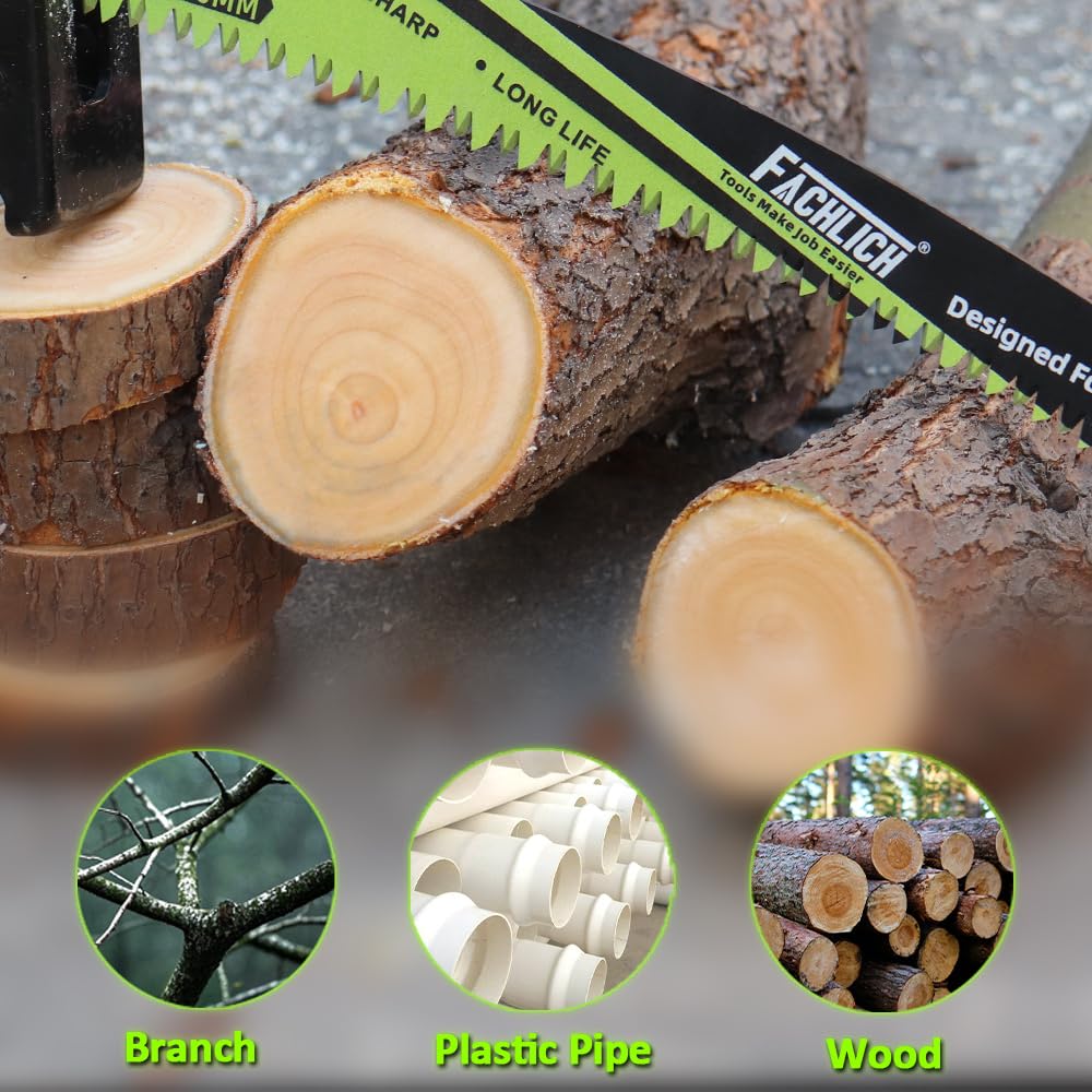 Hoja de sierra alternante japonesa de dientes de 12 pulgadas, hojas de sierra de sable para poda de madera, 6 piezas de borde curvado 6TPI para podar árboles, corte de tuberías de madera/PVC