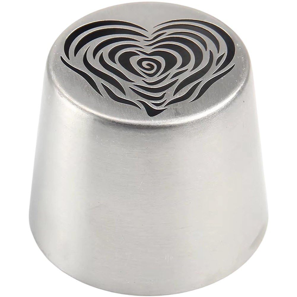 Fituenly Russian Piping Flower Nozzles Extra Large, Stainless Steel Heart-shaped Rose Floral Piping Nozzles Valentine for Cake Decorating Icing, Frosting Nozzles for Desserts