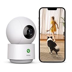 AOSU 2K Security Camera Indoor, Baby Monitor Pet Camera 360-Degree for Home Security with 2.4 GHz Wi-Fi Router, One-Touch Call, Smart Motion Tracking, IR Night Vision, Compatible with Alexa