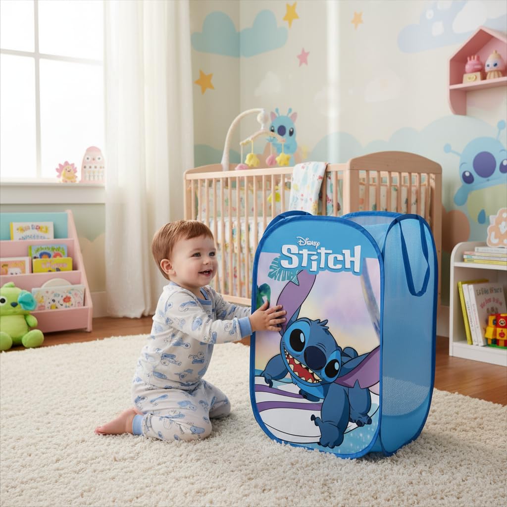 Cesto pieghevole Stitch Disney Lilo & Stitch 36x36x58 cm per giocattoli e vestiti