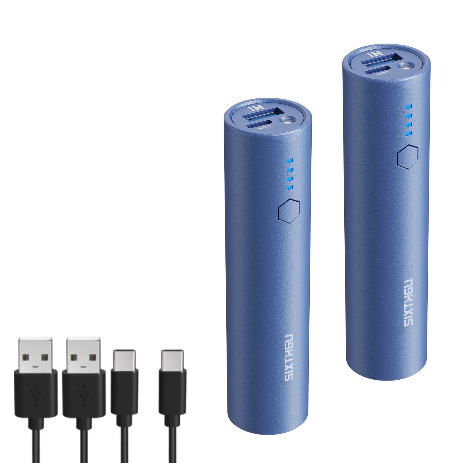 SIXTHGU Portable Charger, 5000mAh Mini Power Bank, S03 2-Pack Pocket Size Fast Charging USB-C (in&Out), PowerNano, Compatible with iPhone Series,