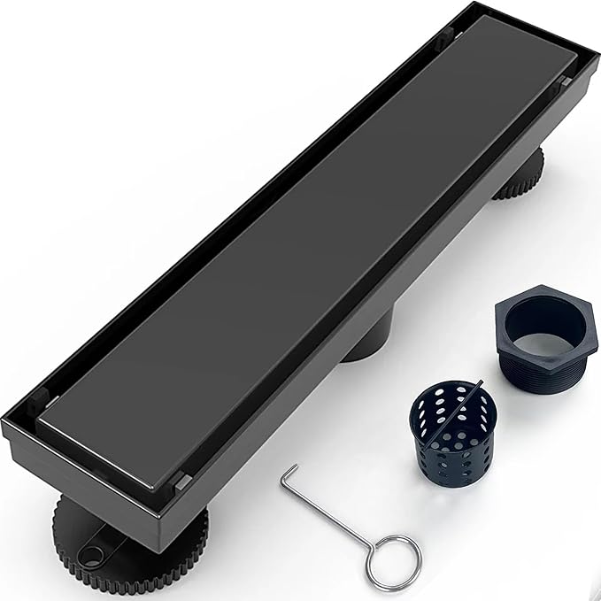 12 Inch Linear Shower Drain Matte Black Floor Drain for Bathroom ...