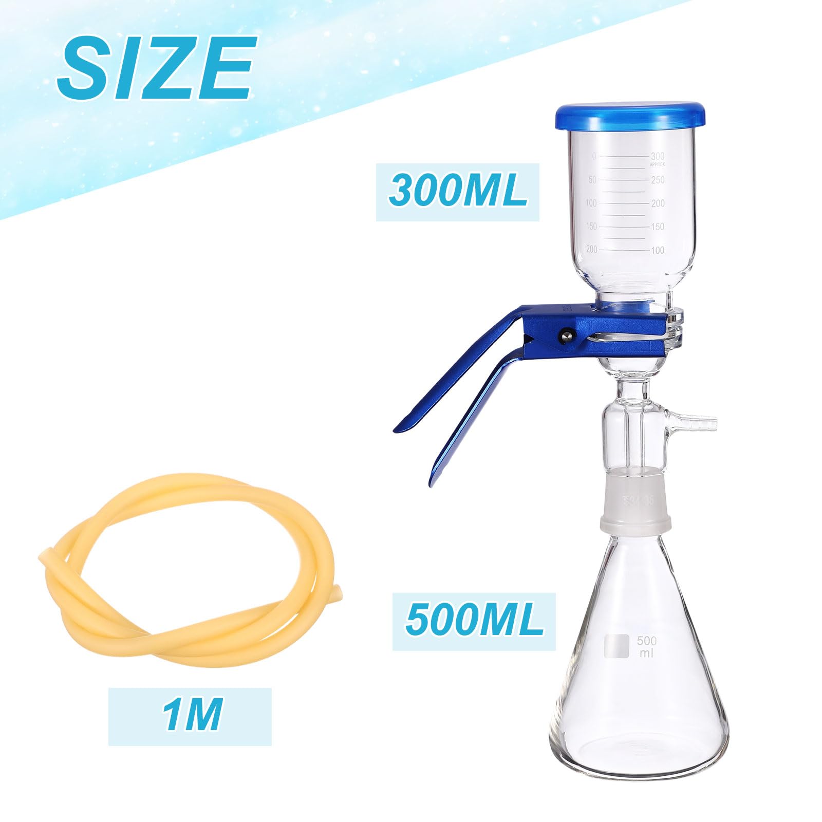 PATIKIL 1 Juego De Filtración Al Vacío, 500ml Matraz De Filtración Al Vacío Equipo De Laboratorio Para Filtración Y Destilación Kit 300ml Embudo Graduado De Vidrio Borosilicatado