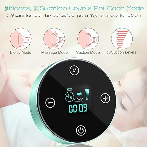 Miniatura 3 de Extractor de leche eléctrico, extractor de leche eléctrico, 3 modos, 10 niveles, doble recargable, doble bomba de leche materna, masaje con pantalla