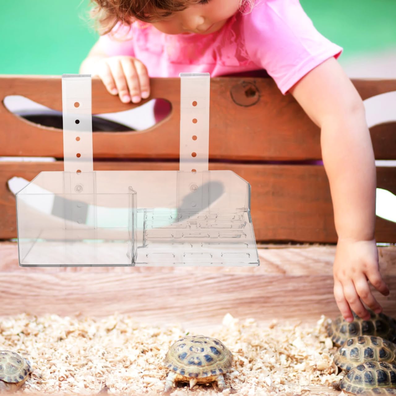 NOLITOY Hanging Turtle Basking Platform, Acrylic Transparent Reptile Resting Terrace with Ramp Adjustable Floating Turtle Dock for Aquatic Turtles