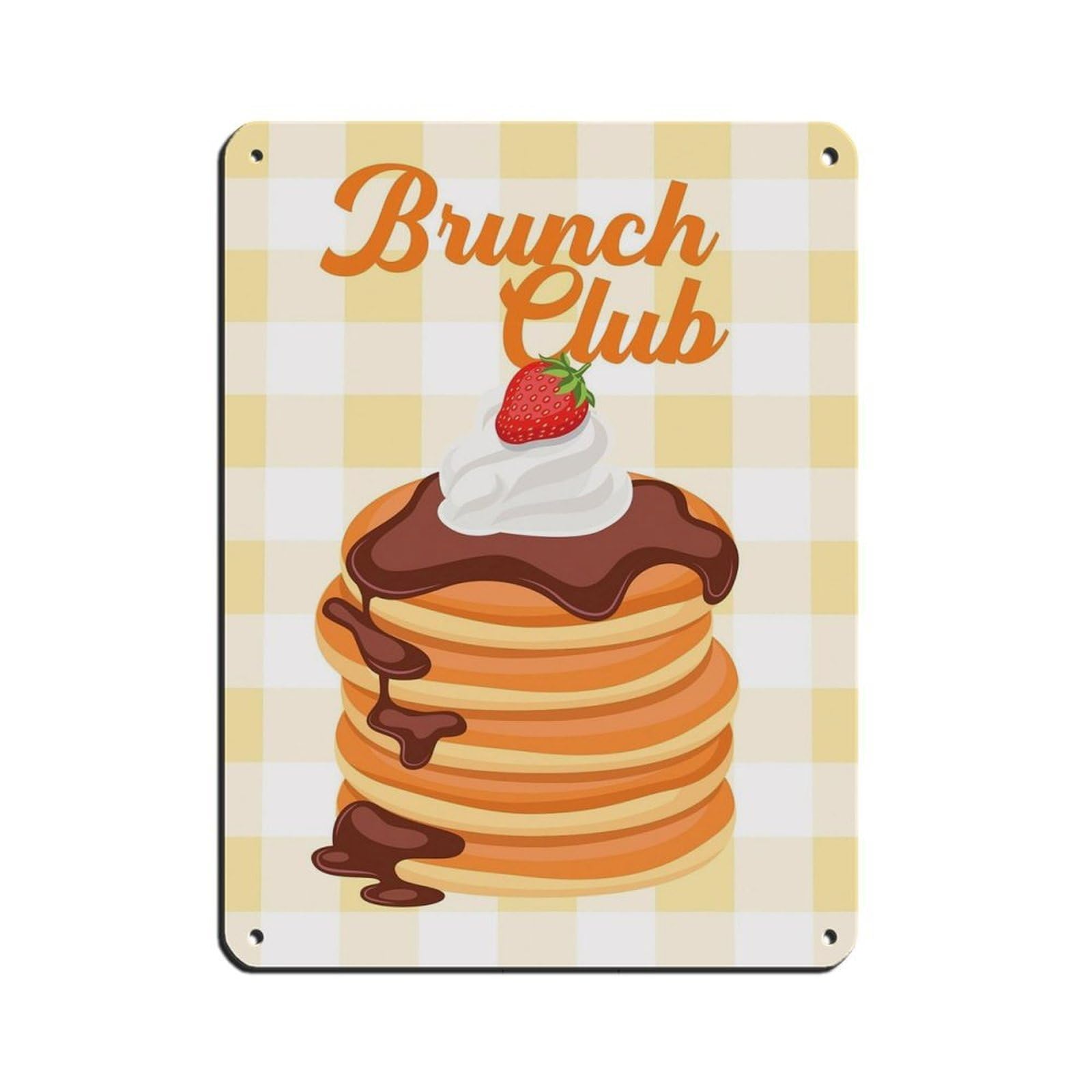 Brunch Club, American Pancakes Breakfast (2) Retro Poster Metal Tin Sign Chic Art Retro Iron Painting Bar People Cave Cafe Family Garage Poster Wall Decoration 12x16inch(30x40cm)