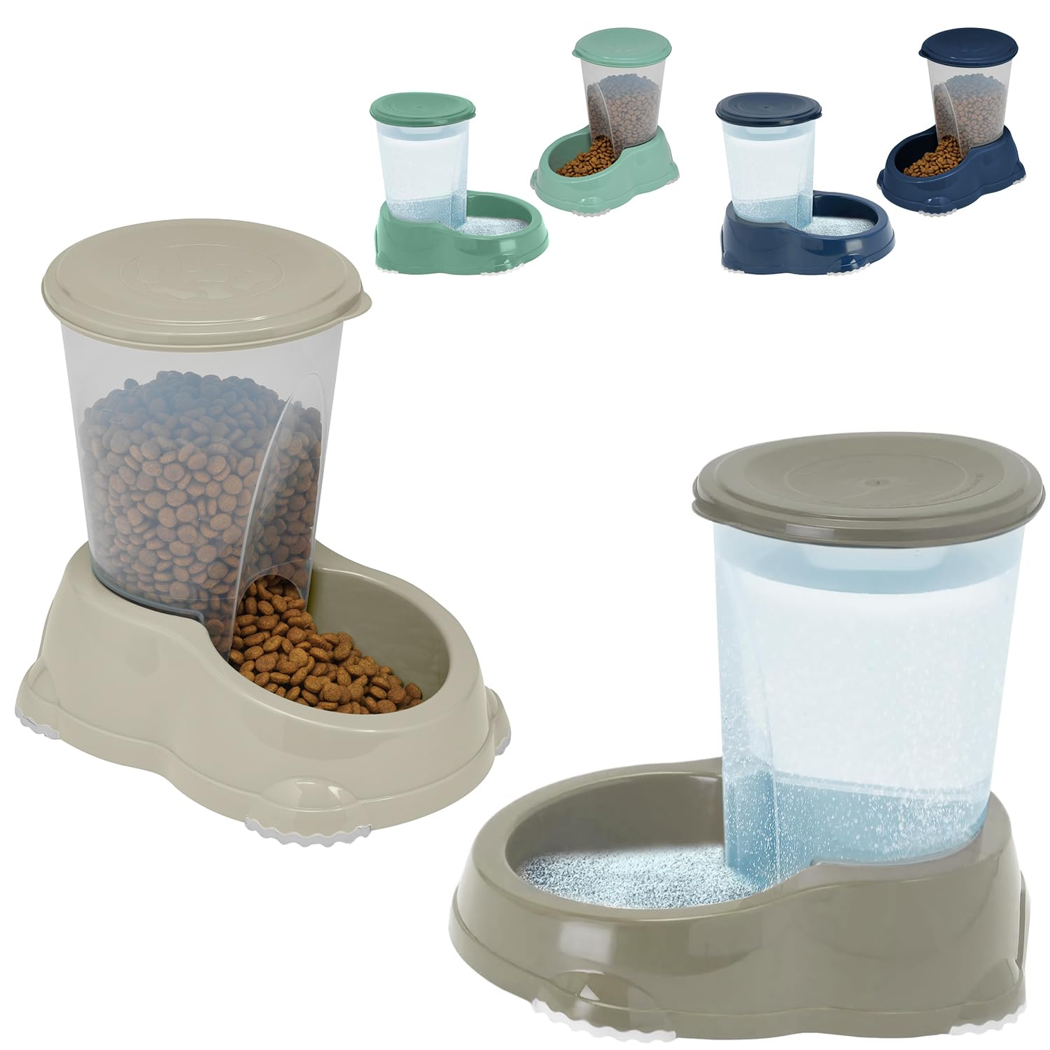 CAT CENTRE Smarty Snacker and Sipper 1.5L Automatic Gravity Dry Food Snacks Dispenser Dog Rabbit Small Animal Premium Pet Drinking Supplies Kittens Healthy Water Feeder Grey โ image 1