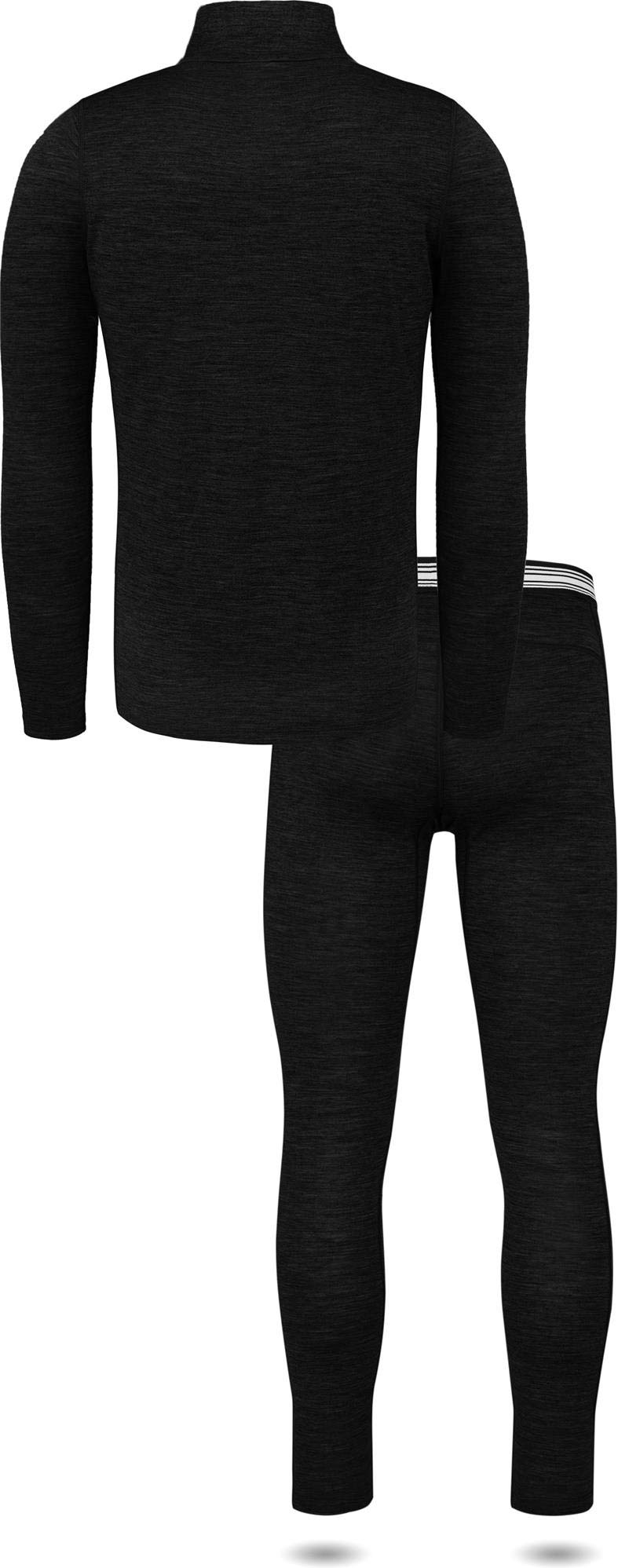 normani Herren Thermounterwäsche-Set 100% Merinowolle Pullover mit YKK-Reißverschluss und Thermounterhose