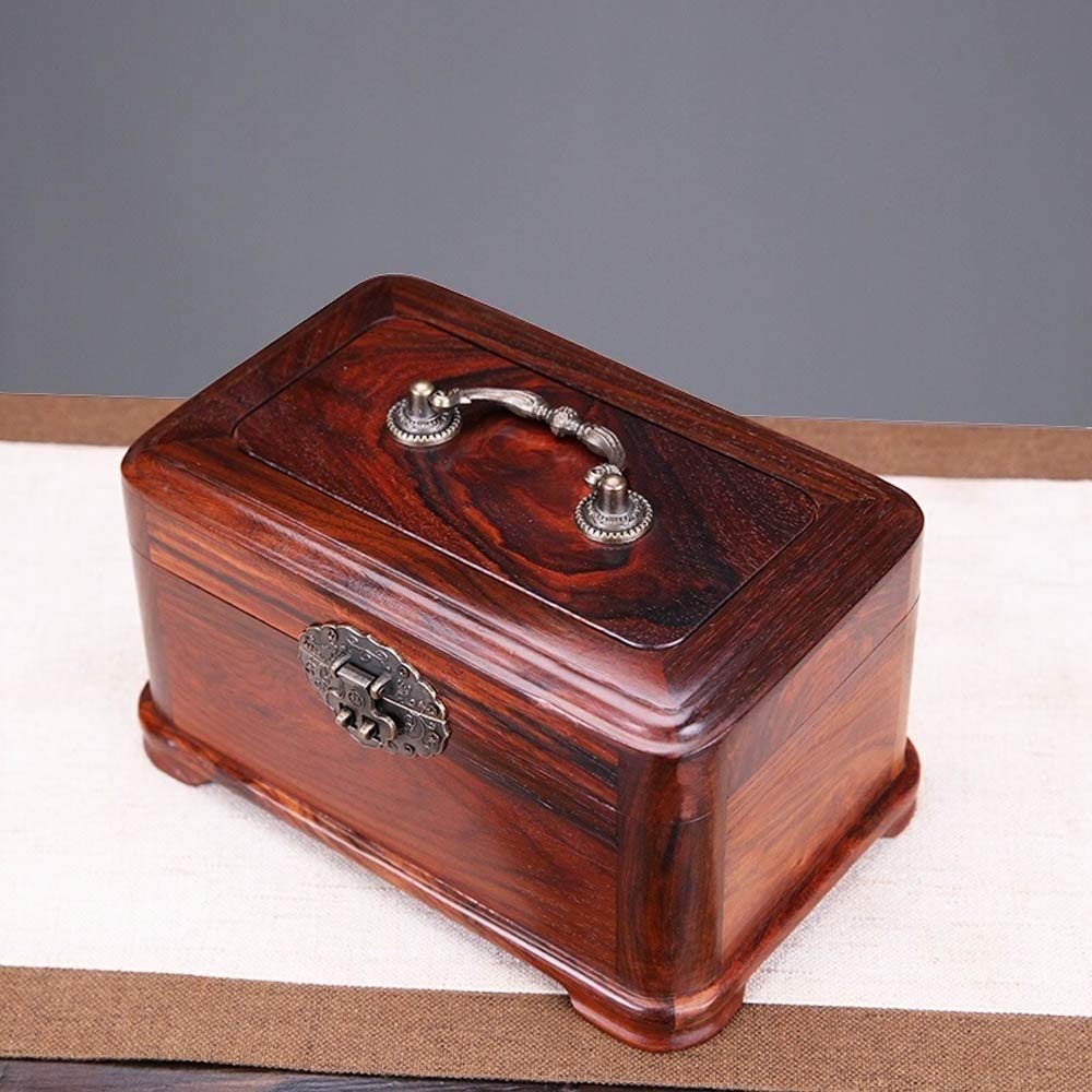 Scatola di immagazzinaggio di Gioielli Intagliato a Mano Tenket Keepsake Box, Scatola di immagazzinaggio dei monili Box di Gioielli Antico con scatole di Gioielli di Serratura