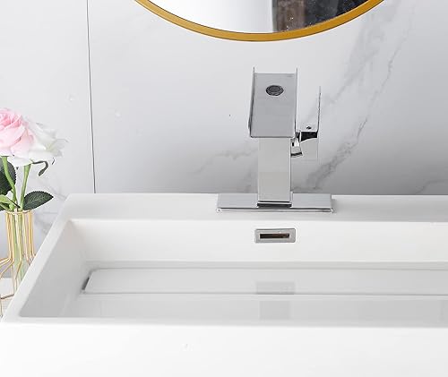 Miniatura 7 de Grifo de lavabo de baño Caño cromado abierto en cascada con luz LED, 3 colores cambiantes, control de temperatura, una manija, un solo agujero,