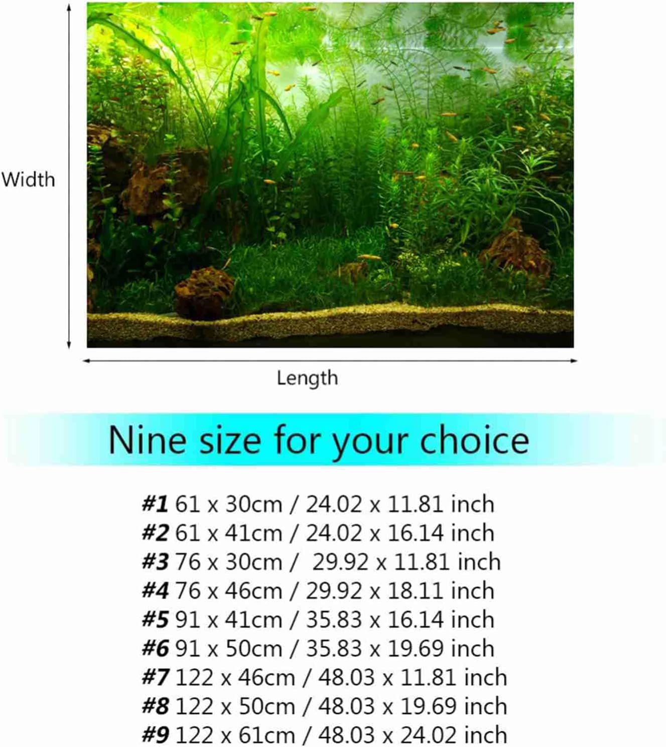 Water Grass Style Aquarium Fish Tank Background Poster PVC Adhesive Decor Paper Background Sticker Water Grass Style (61 * 30cm) (122 * 61cm)