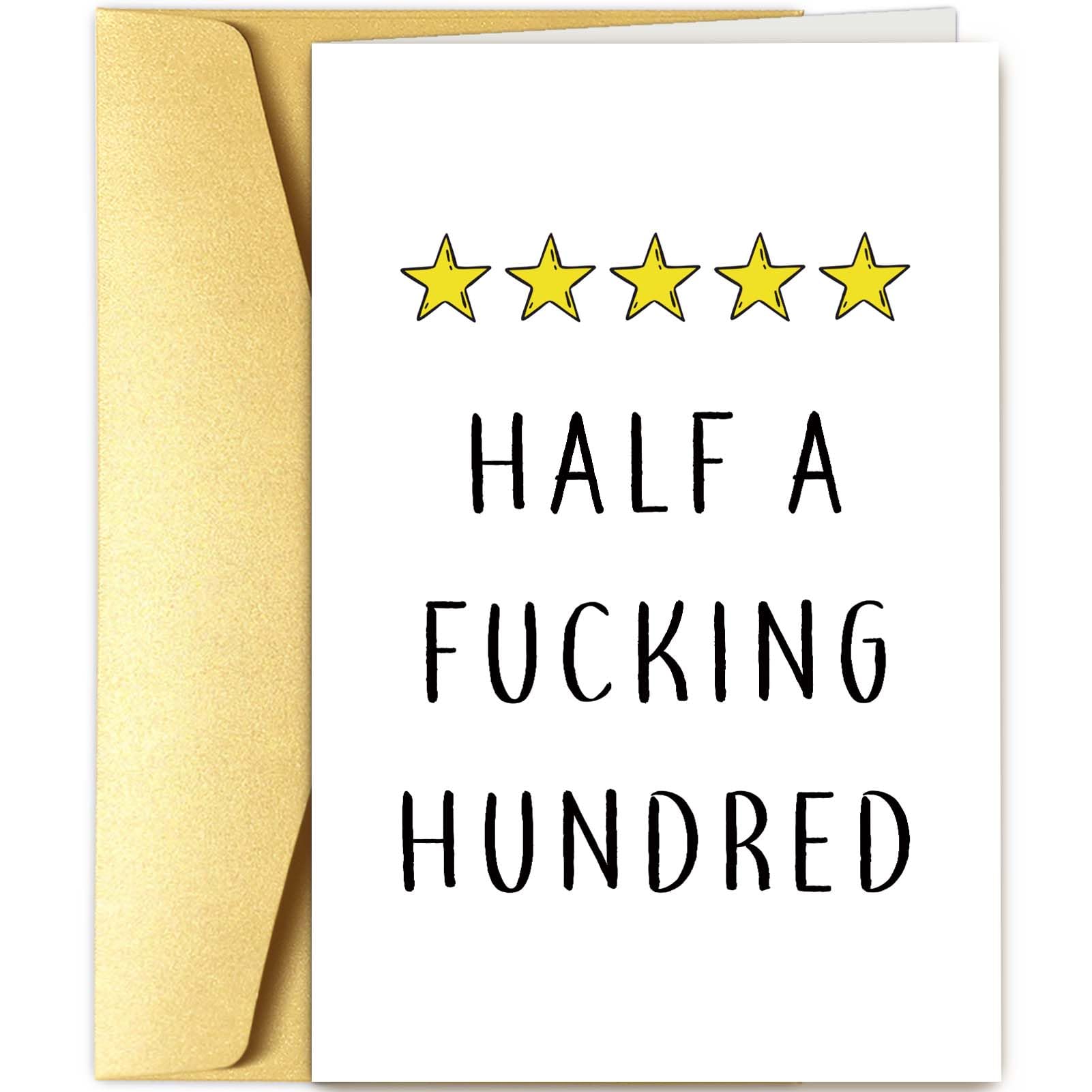 Goroar Rude 50 Birthday Card for Him Her, 50th Birthday Gift for Men Women, 50 Years Old Card for Mom Dad Friends, Half A Hundred