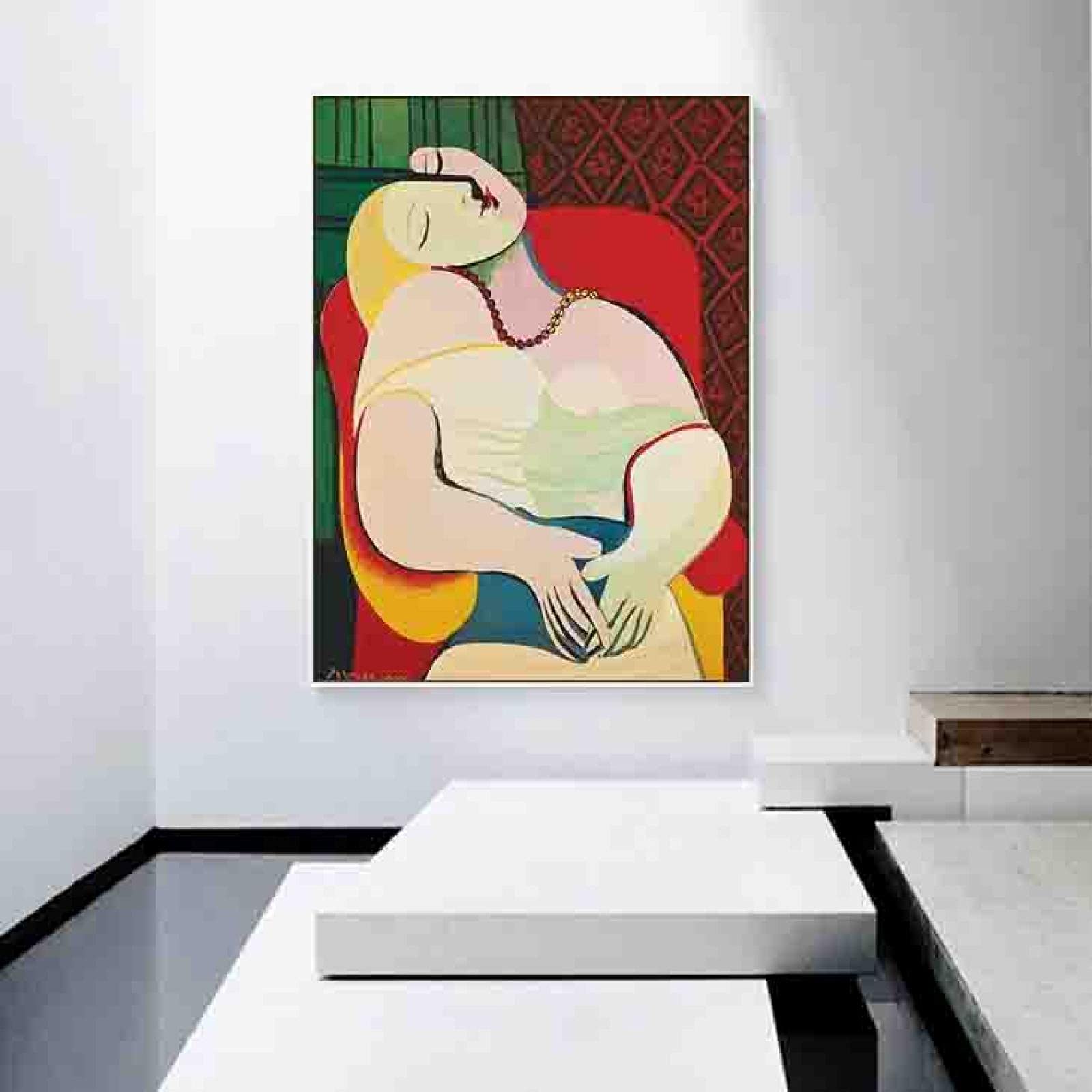 Carteles de pintura abstracta Carteles e impresiones de decoración moderna para el hogar Arte de pared Cuadro de lienzo de Picasso para pintura de diseño del hogar (24x35in) 60x90cmx3 Marco interno