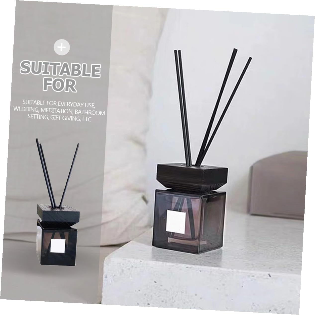 Mobestech Bottiglie Diffusore Aroma in Vetro con Coperchio in Legno e Bastoncini in Rattan per Profumate Decorazione Interni per Ufficio e