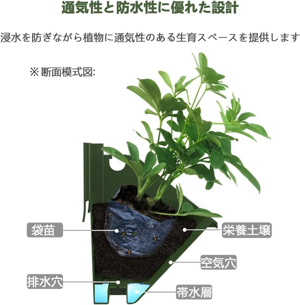 Amazon | すいこう栽培 タワー ウォール グリーン 植木鉢 壁掛け