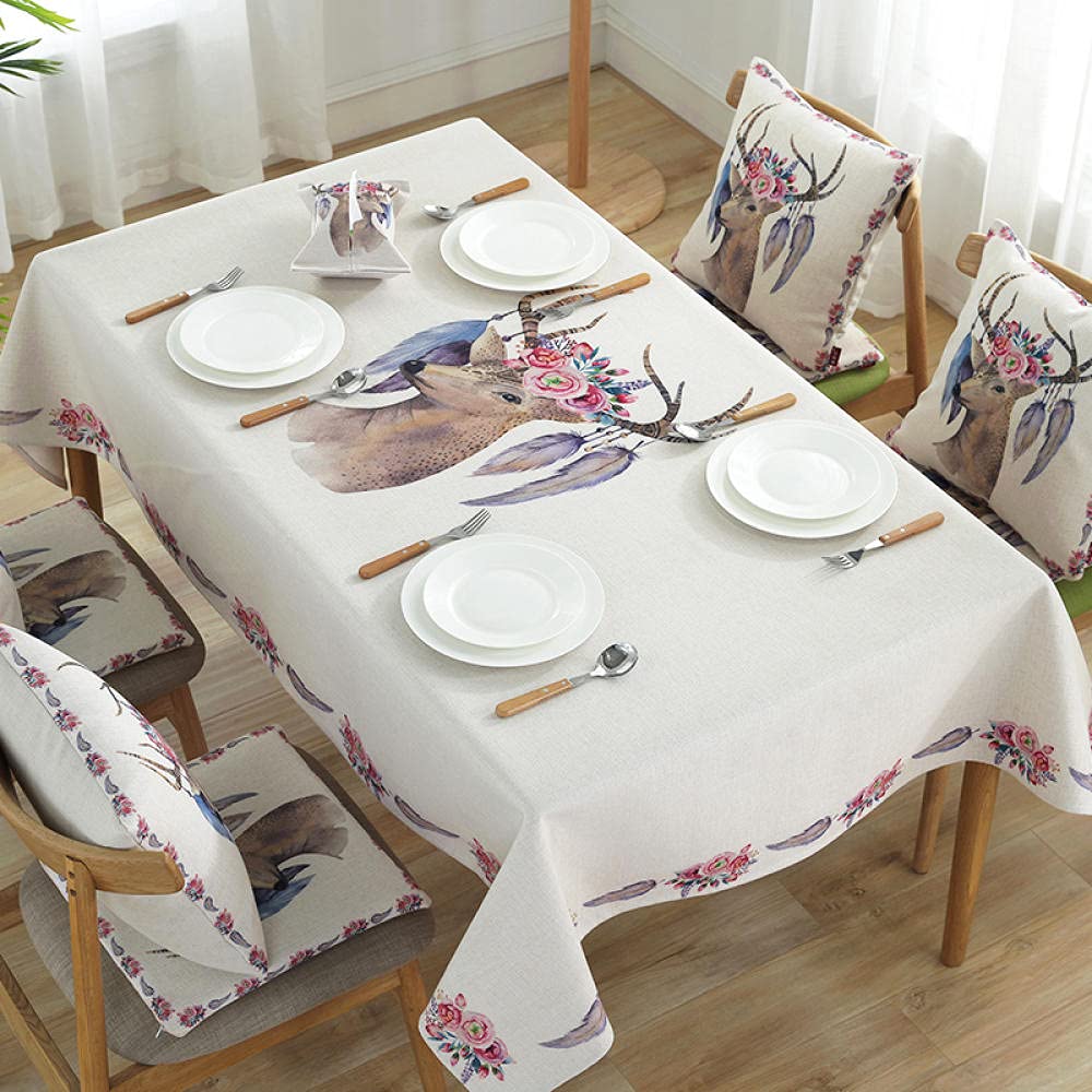 Manteles Antimanchas Flor De Venado Blanco Lechoso Mantel de Tela Confeccionado Mantel Mesa Rectangular Cuadrado Encerado Mantel a Prueba de Polvo Cocina 140 x 180cm.