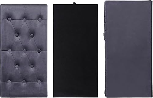 Miniatura 7 de Nova Microdermabrasion Otomana plegable de almacenamiento, 31.4 x 15.7 x 15.7 pulgadas, banco otomano de almacenamiento de terciopelo con tapa,