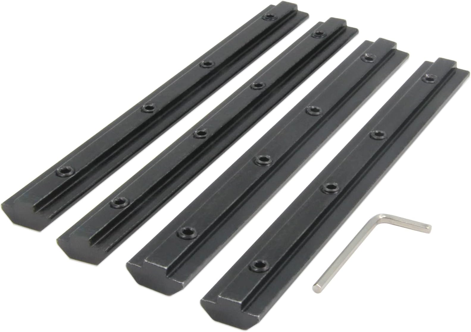 Straight Line Connector 7.1"Joint Bracket with M6 Screw for 0.31" Slot 4040 Series Aluminum Extrusion Profile, 4pcs/Pack (Black-Straight Bracket-40Series)