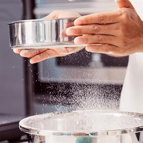 Miniatura 6 de Tamiz de harina redondo de acero inoxidable de 6 pulgadas 60 de malla fina de malla fina para hornear pastel pan