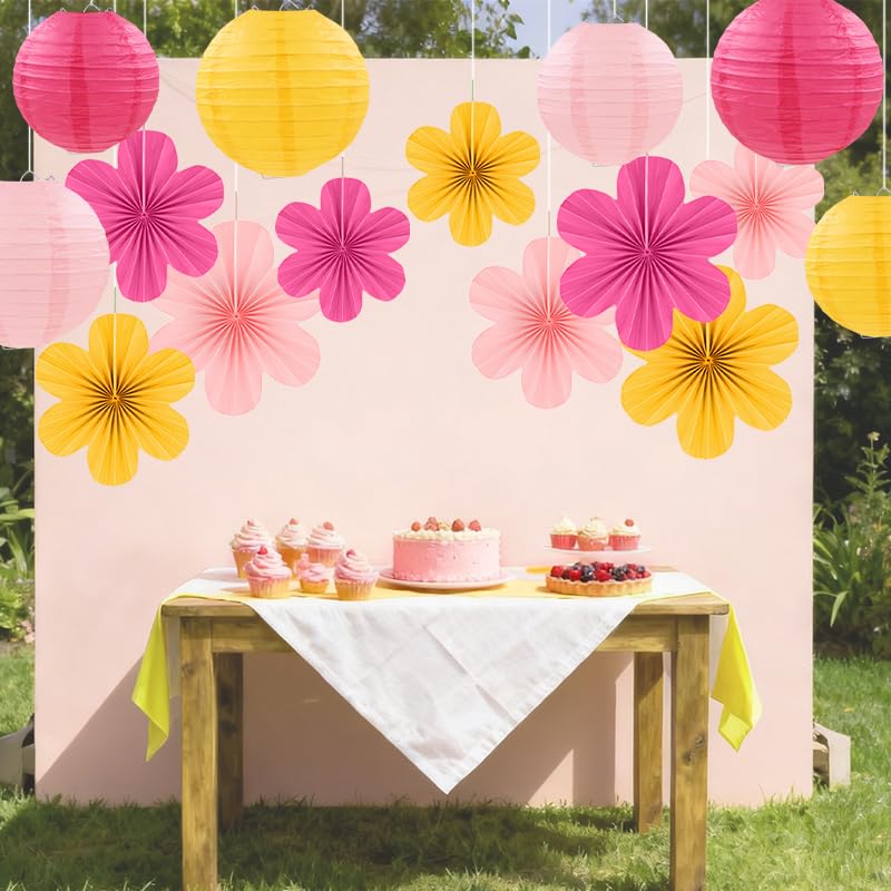Zestaw do dekoracji imprezowych, wiszące papierowe lampiony, papierowe kwiaty, na urodziny, baby shower, ślub, klasę, dekoracje ścienne, 15 szt