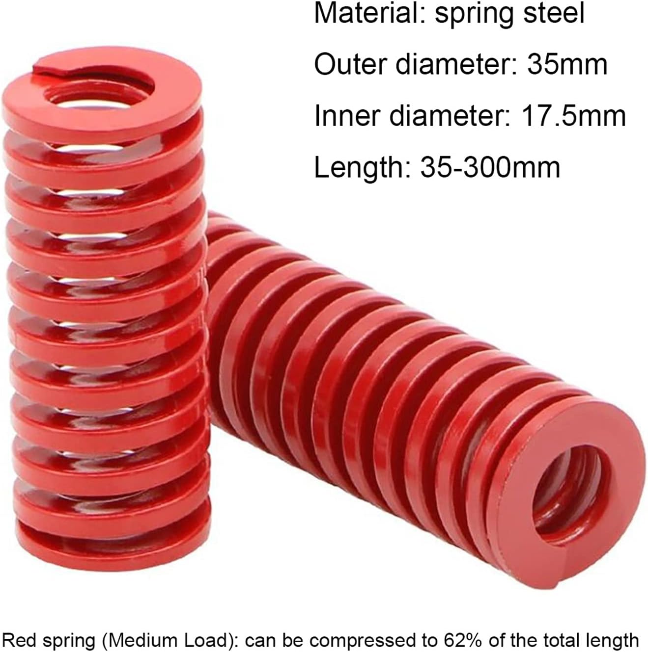 Home Repairs And DIY Springs Red Medium Load Press Compression Spring Loaded Mold Mold Spring Outer Diameter 35mm X Inner Diameter 17.5mm X Length 35-300mm (Length : 35 x 17.5 x 45mm)