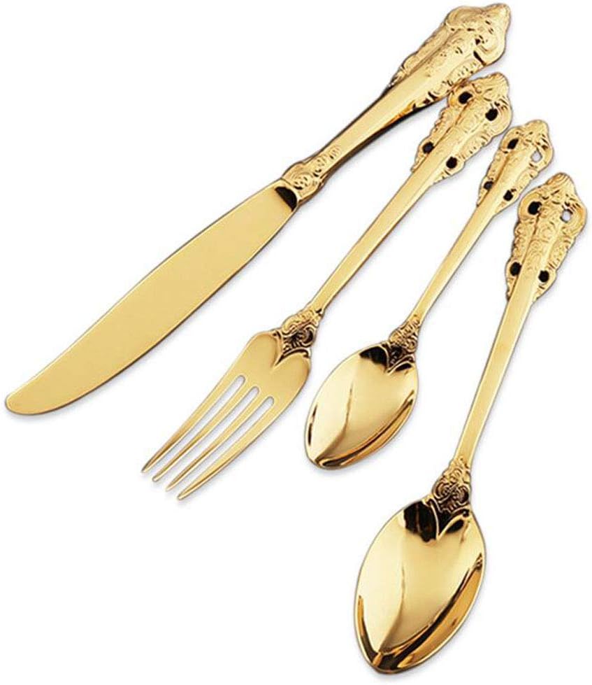 Classic Design Balck Flatware Set Stainless Steel Knife Fork Spoons Mirror Polished Dinnerware Dinner Utensils (16 Pieces Service for 4)