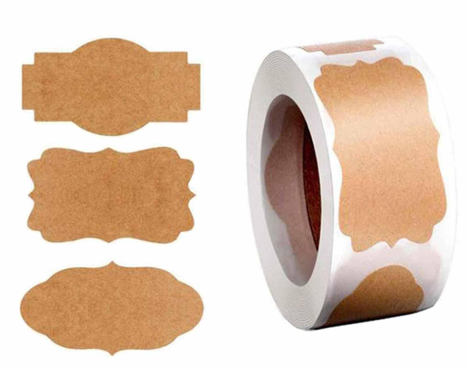 300 Gift Tag Labels, 1.2" x 2" Self-Adhesive Present Stickers, Natural Kraft Label Stickers, Removable Food Labels, Self-Adhesive Blank Labelss for Gifts Glass Bottles Container