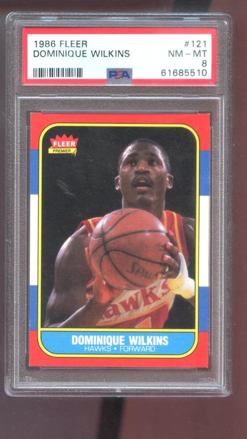 1986-87 Fleer #121 Dominique Wilkins ROOKIE RC PSA 8 Graded Basketball Card NBA 86-87 1986 1987 Atlanta Hawks