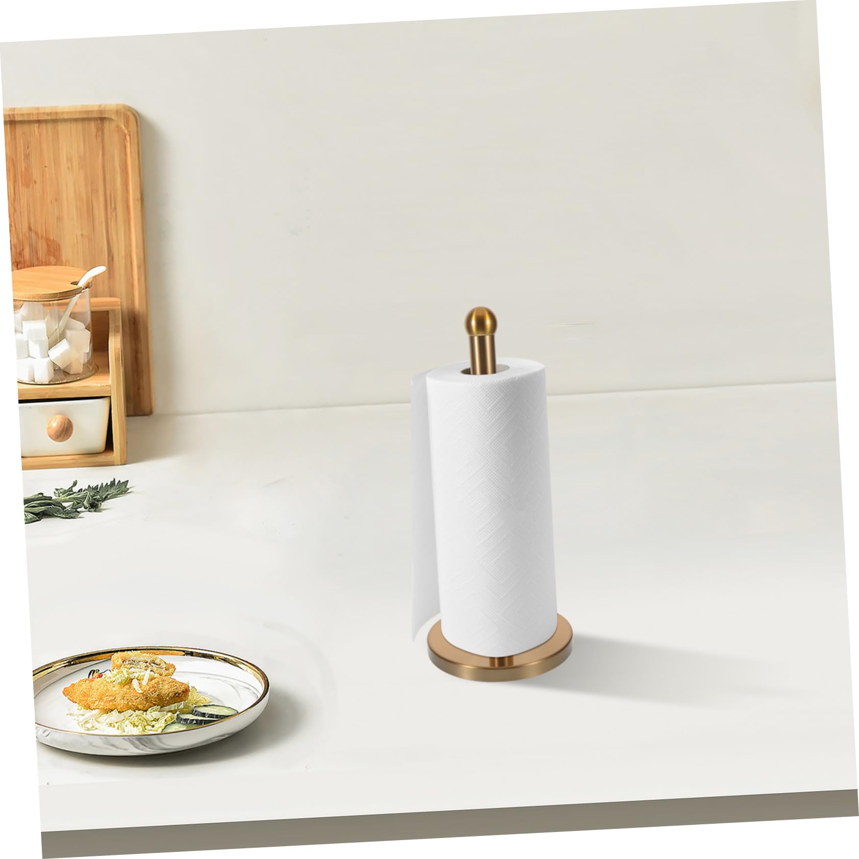 Portarrollos de Cocina de Acero Inoxidable Dorado Vertical