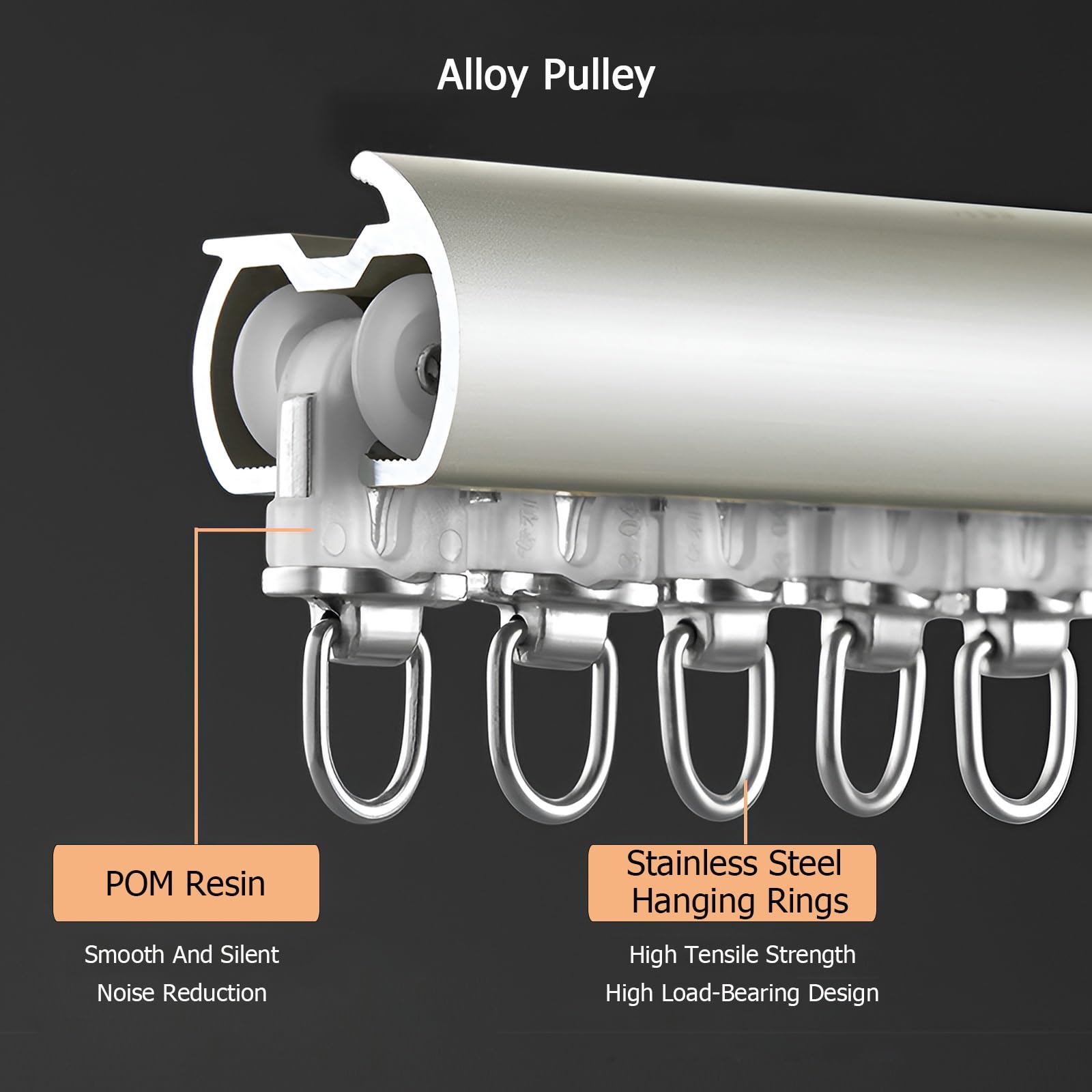 Unsichtbare Vorhangschiene Gardinenschiene für Decken- Oder Wandmontage Raumteiler Duschvorhangstange Aluminium Gardienenstangenset für Balkon Facile à Installer(Apricot,480cm(4 * 120cm))