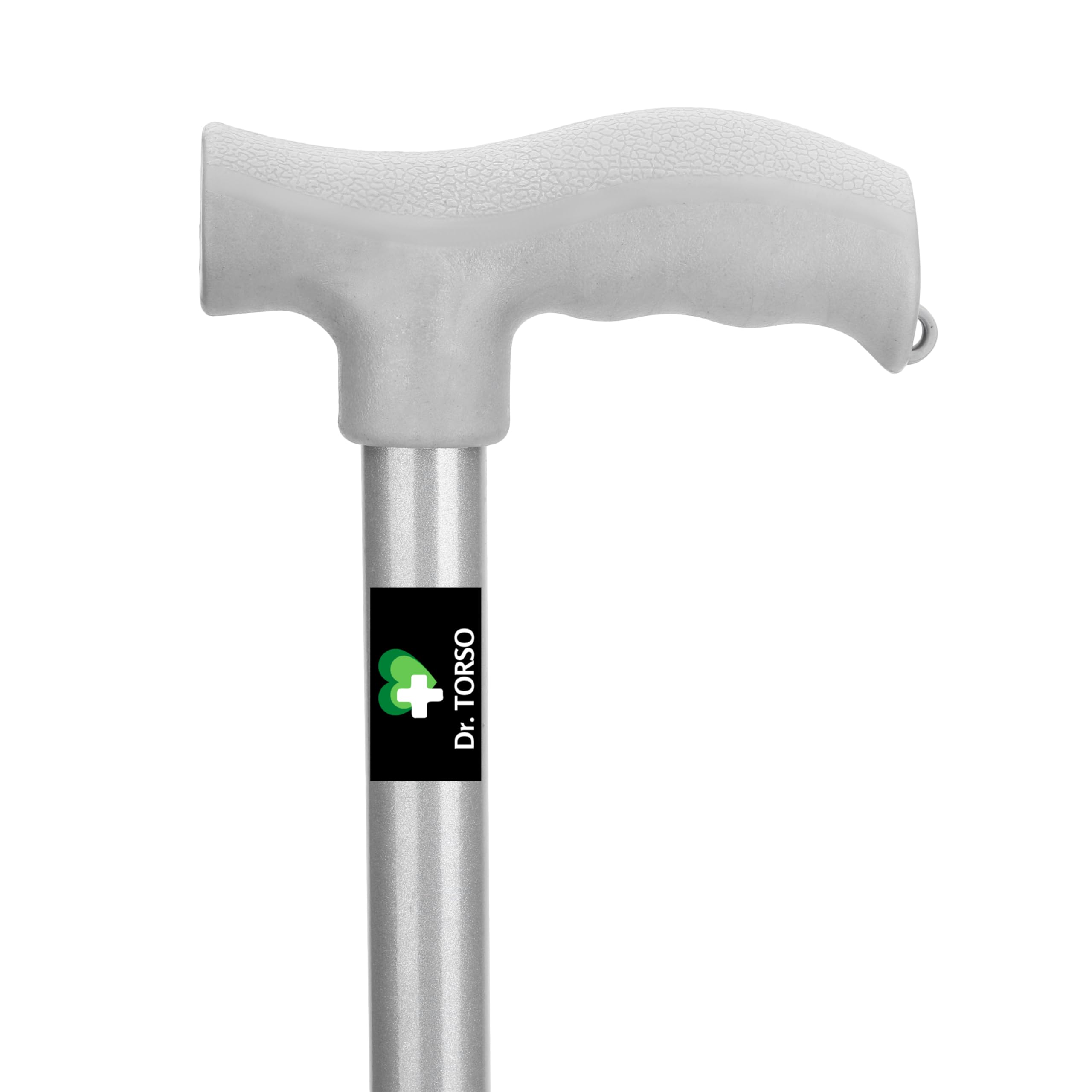 Dr. TORSO Walking Stick with Adjustible Height Stainless Steel Body for Patients, Old People or Physically Challenged (Chrome) Grey - Image 2 thumbnail