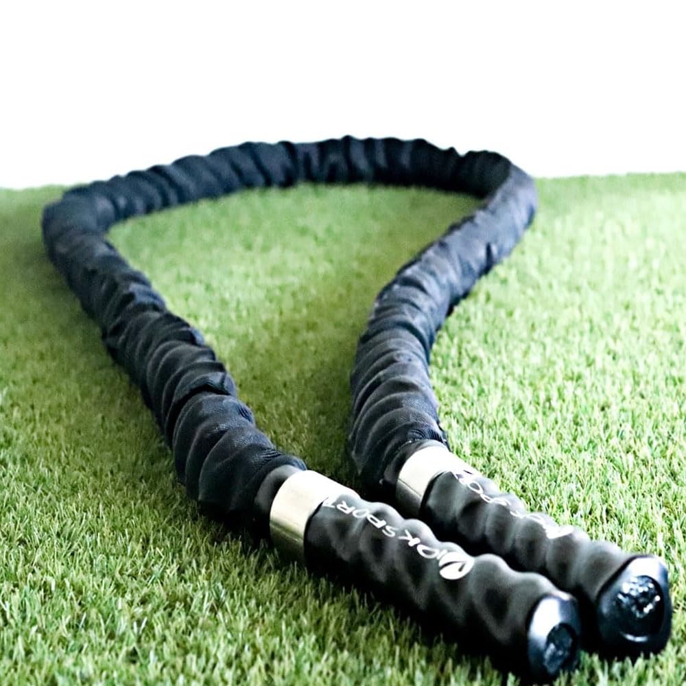 Cuerda de Batalla Viok Sport 9 Metros Negra - Battle Rope Recubierta para Entrenamiento Funcional de Alta Intensidad en Interiores y Exteriores