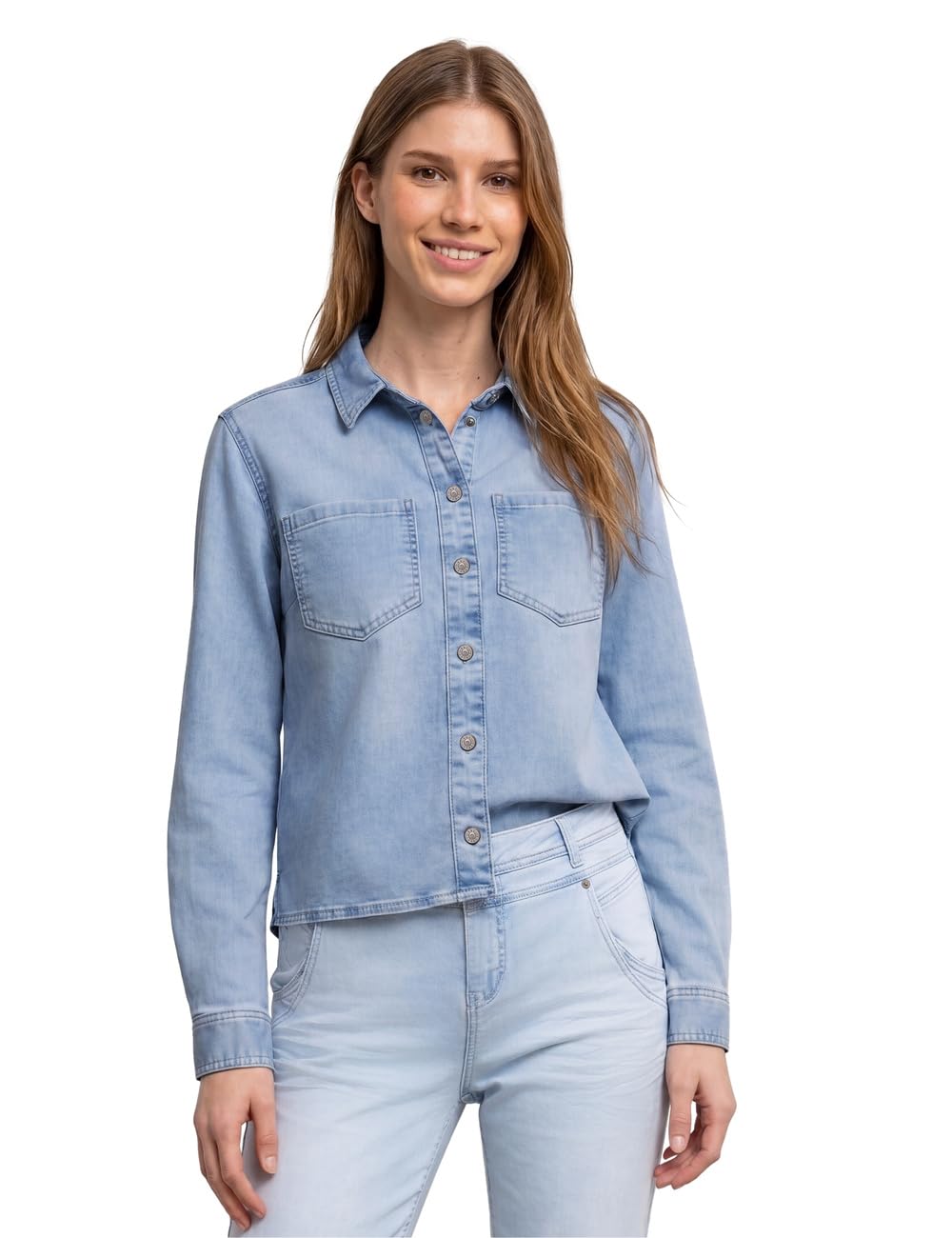 Street One Langarm Hemdbluse in Denim-Optik