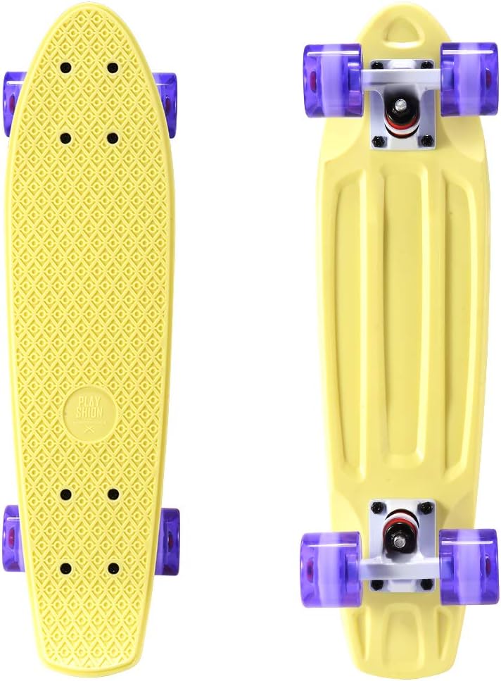 Playshion Complete 22 Inch Mini Cruiser Skateboard for Beginner with Sturdy Deck Carbon