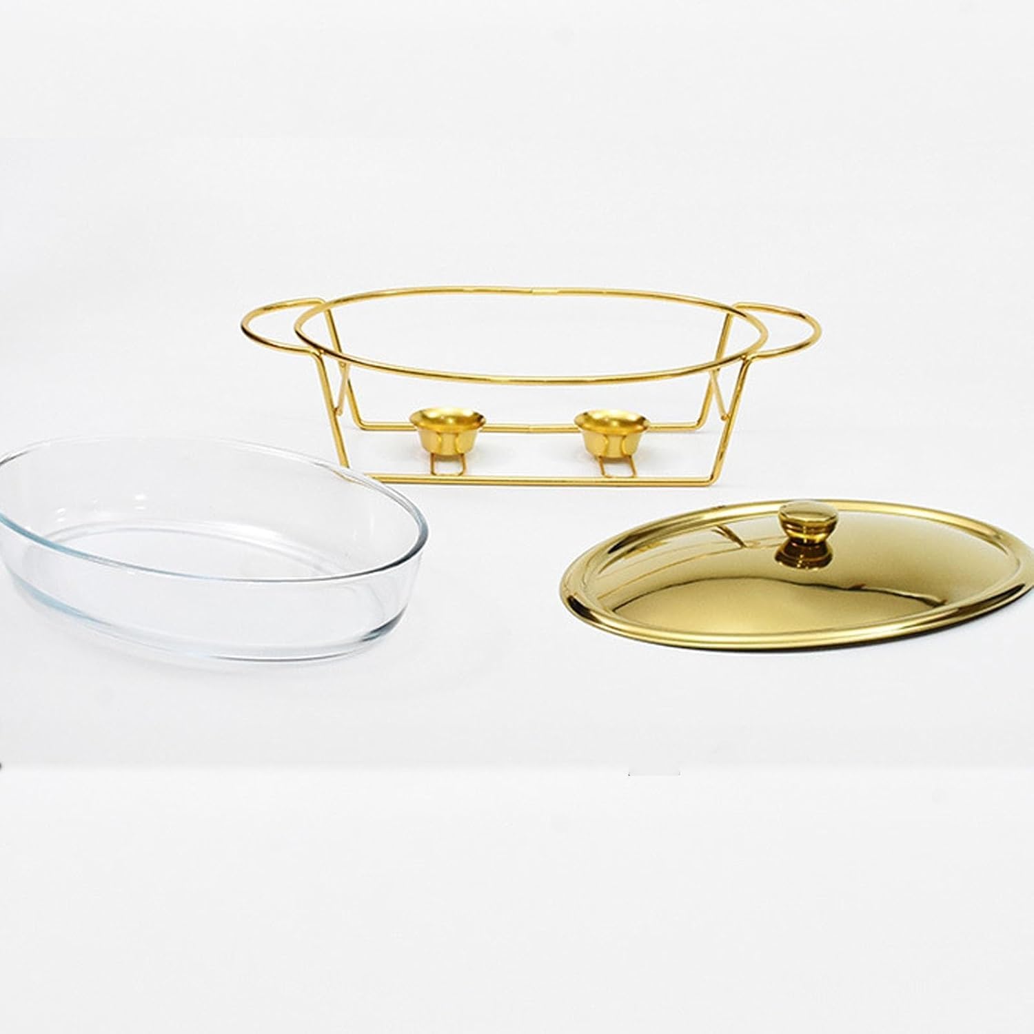 Ensemble Chauffe-Plats en Acier Inoxydable, Chauffe-Plats De Grande Taille avec Plateau Et Supports à Combustible pour Traiteurs, Mariages, Fêtes Et Banquets - Ensemble Silver