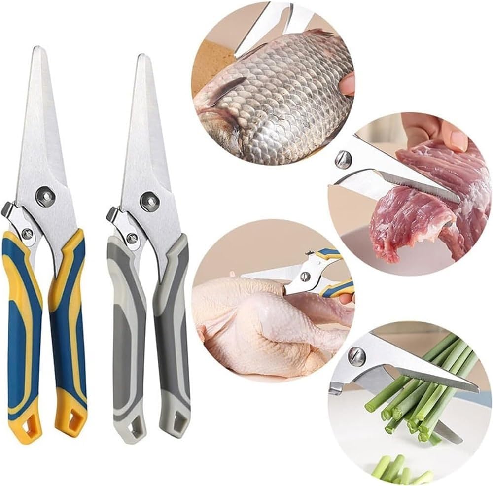 Multi-functional Stainless Steel Kitchen Scissors, Powerful Household Scissors For Cutting Chicken Bones, Fish, Etc.