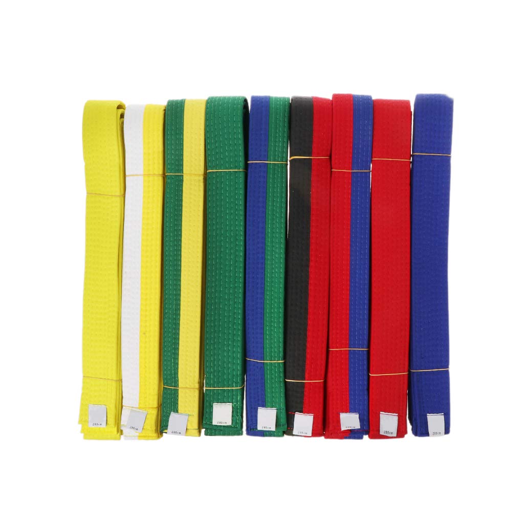 Junlinto,Professional Taekwondo Belt Karate Judo Double Wrap Martial Arts Stripe Sports Belt Style-F 180cm
