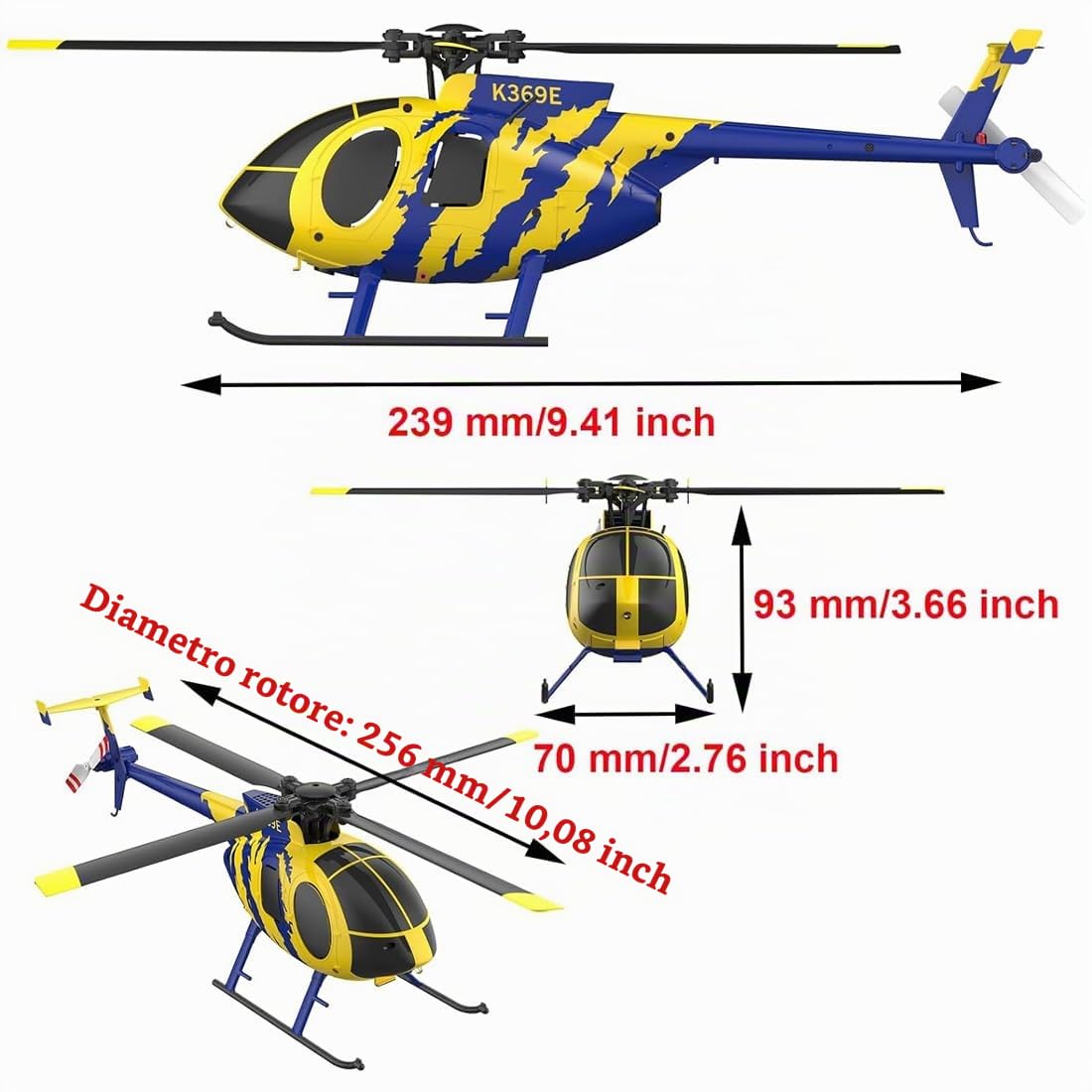 RC ERA C184 MD500 - Elicottero radiocomandato, 2,4 G, motore brushless a 4 canali, con giroscopio e posizione ottica, regalo per hobby per adulti