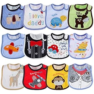 Lictin Babyslabbetje baby slabbetje zacht slabbetje waterdicht slabbetje van katoen met klittenbandsluiting voor jongens…