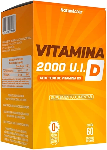 Vitamina D 500mg 2.000 UI 60 Cápsulas Vitamina do Sol - Natunéctar