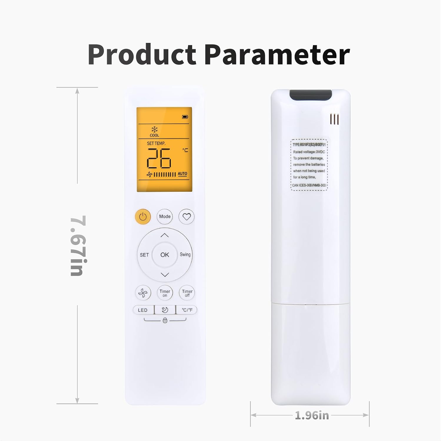 ZWP Replacement Remote Control fit for Cooper&Hunter Multi Position Mini Split Air Conditioner