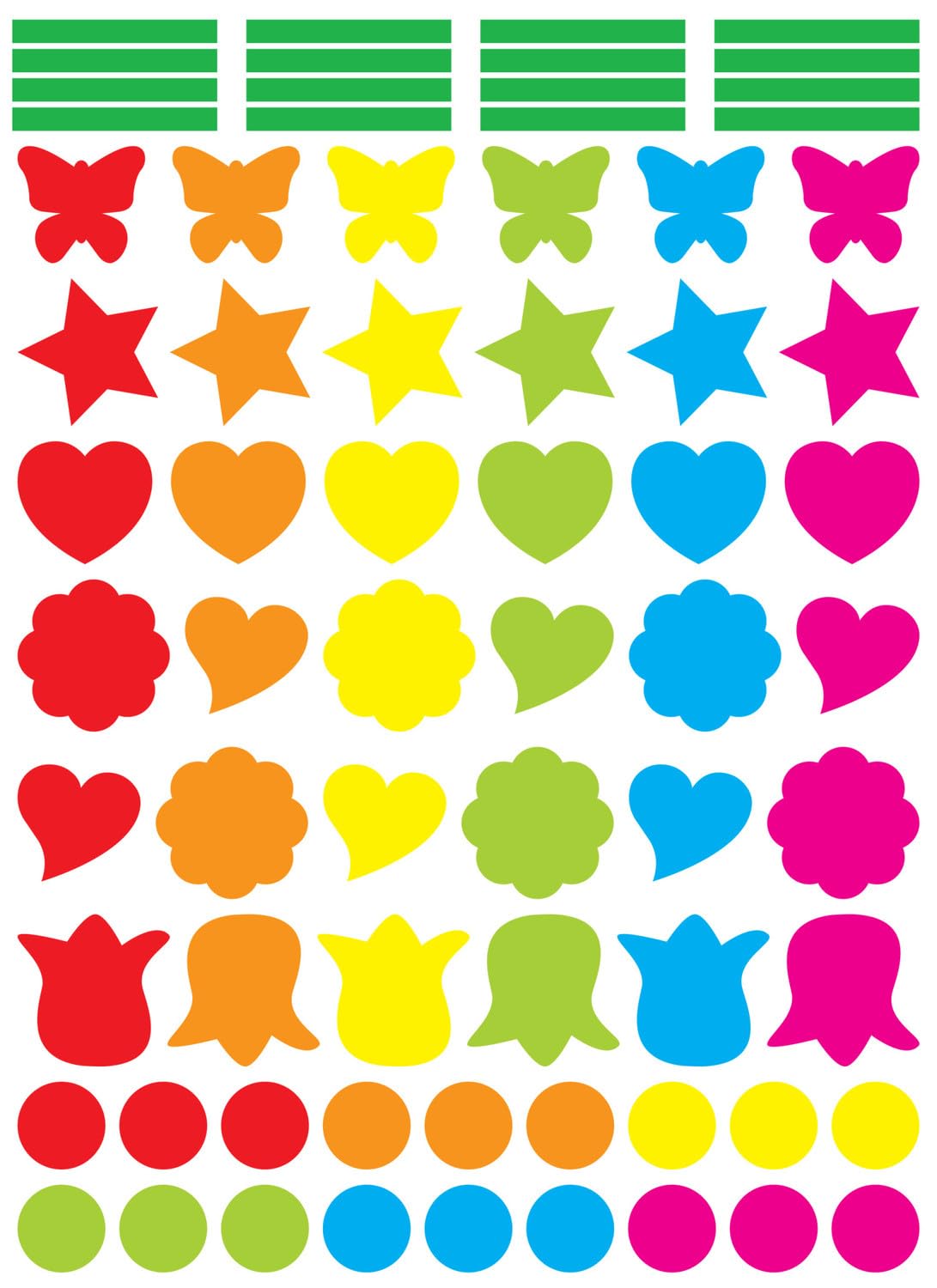 Gommettes MegaCrea DIY - Formes et Couleurs Assorties - 140 pièces - Autocollant - Enfant - Arc-en-ciel - Multicolore - Scrapboo
