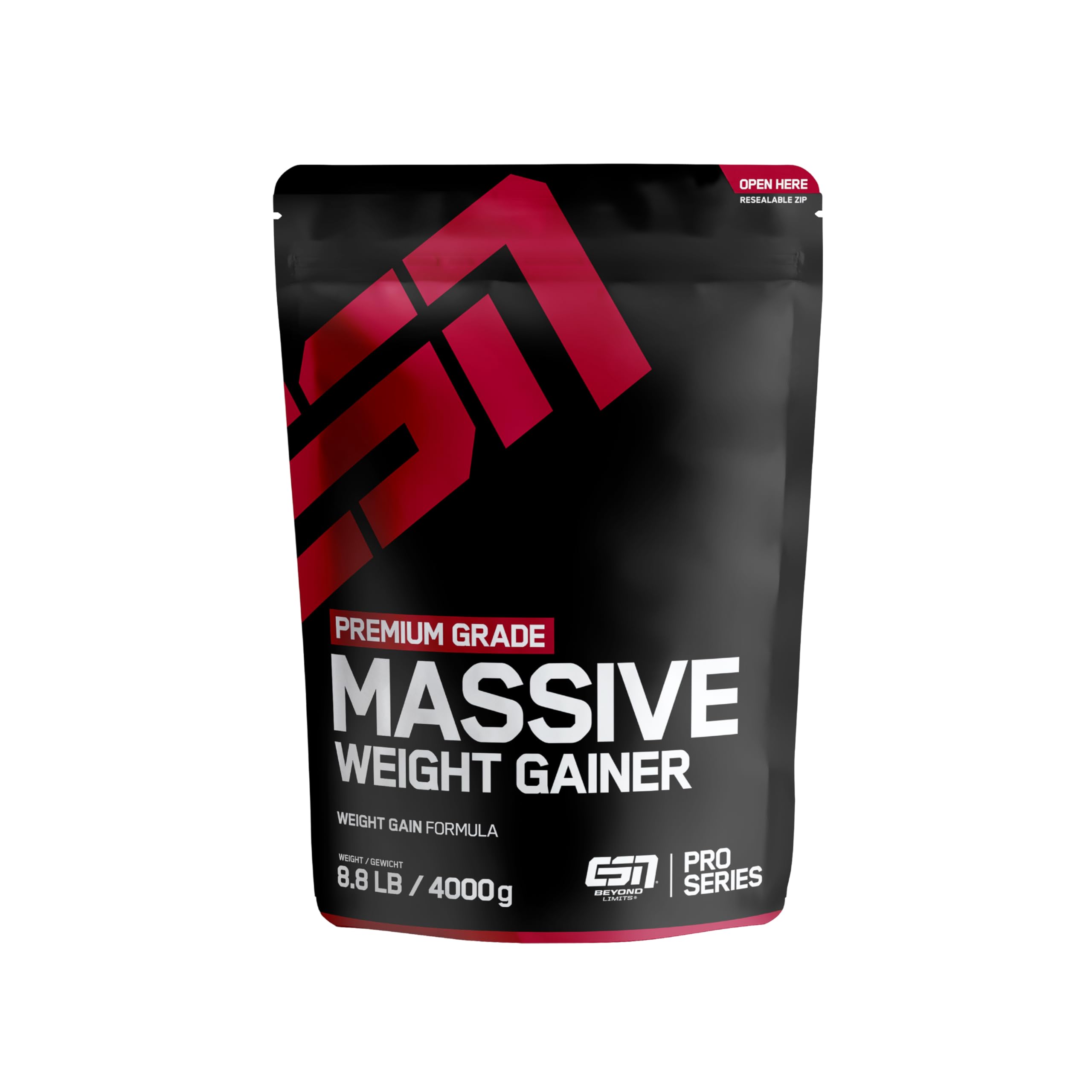 ESN Massive Weight Gainer, Chocolate Cream, 4 kg, ideal für die Massephase, bis zu 536 kcal pro Portion, Pulver zum Masseaufbau und Zunehmen - made in Germany
