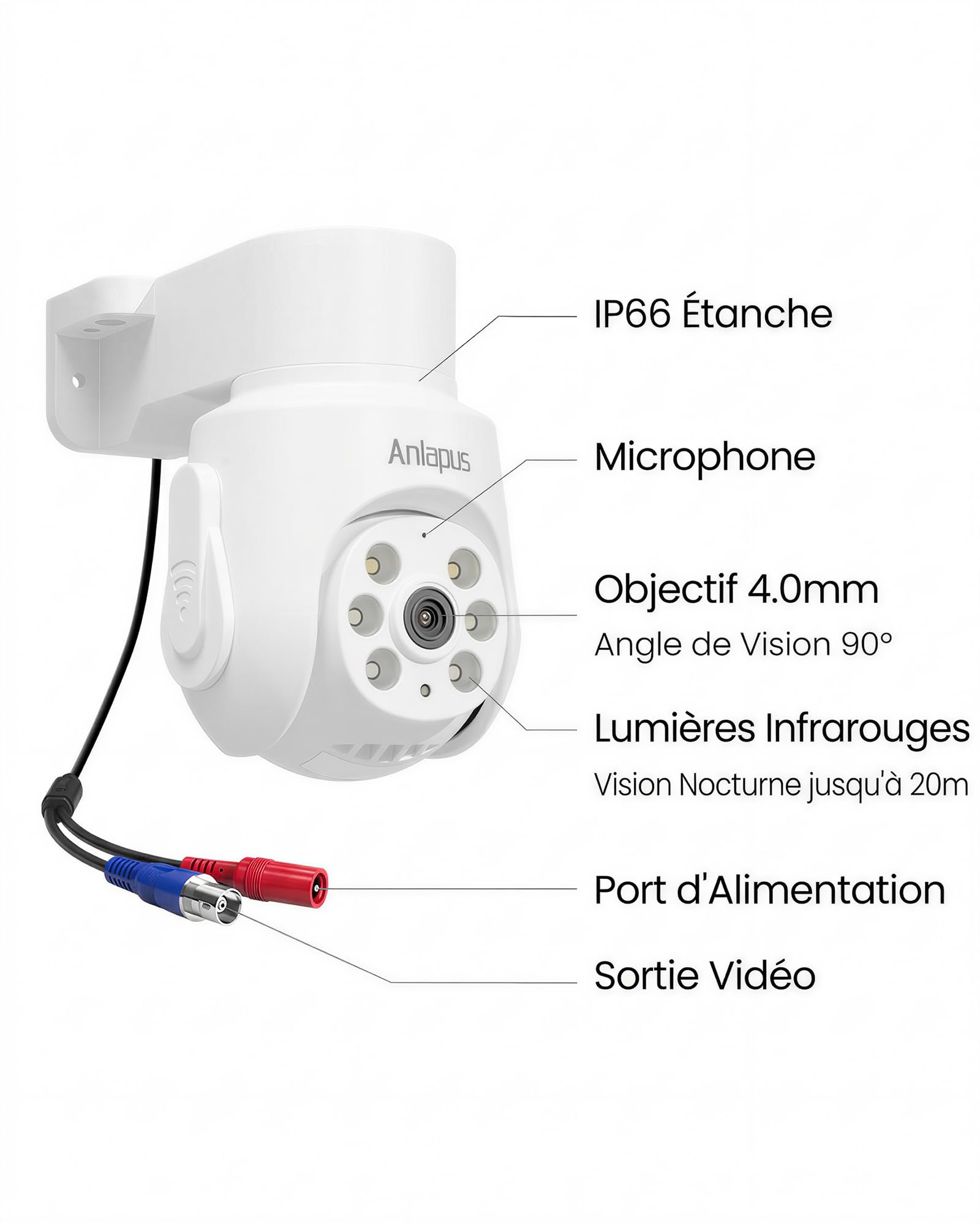 Anlapus Pack 1 Caméra de Surveillance 5MP pour Extérieure